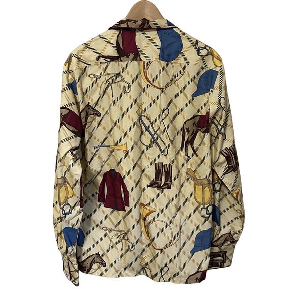 Phineas Cole Brushed Cotton Equestrian Print Pajama Set Tan Size Small New - Picture 3 of 7